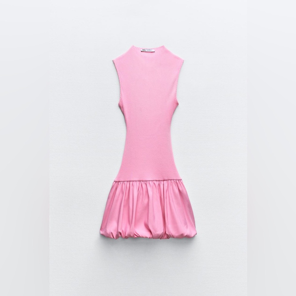 ZARA Ribbed Balloon Dress - Picture 4 of 6